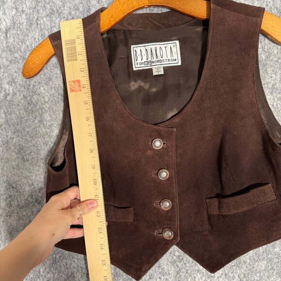 Vintage BB Dakota Brown Suede Leather Vest Cropped Western Festival S - Picture 7 of 8